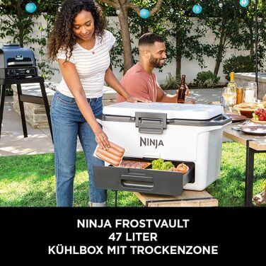 Ninja FrostVault Холодильник 47л, Преміум ізольована охолоджувальна сумка, зберігає лід до 6 днів, вбудований лоток для сухого льоду з температурою холодильника, вміщує 80 банок, сірий колір (FB151EUGY)