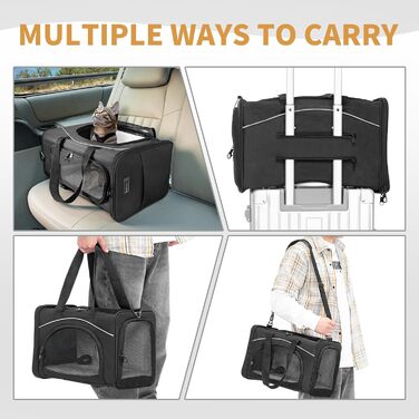 Транспортна сумка Petsfit для котів та собак | Авіапереліт, автомобіль, поїзд | Чорний, Small