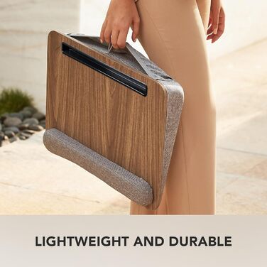 Підставка для ноутбука HUANUO для ліжка, 15.6 дюймів, з антиковзними смугами та функцією зберігання, для дому, офісу або навчання, коричнева текстура дерева