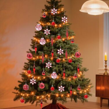 40 шт. прикрас на ялинку, міцні кулі, декор для ялинки, орнаменти (червоні)