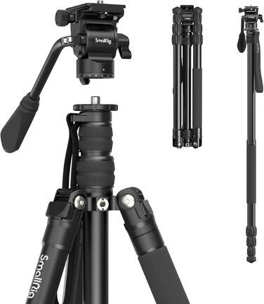 SMALLRIG 71' штатив для відео з пливним упором, алюмінієвий штатив для камери, 360° панорамний відео штатив для подорожей, регулювання висоти від 5 до 21.5 метрів, максимальне навантаження 15 кг, навантаження на пливний упор 3 кг, CT180 – 3760B