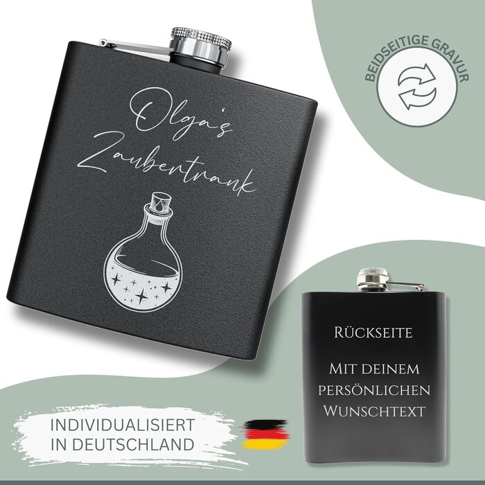Набір фляг з гравіюванням - персоналізований з іменем - ідеальний подарунок на весілля та для чоловіків - нержавіюча сталь (Дизайн 11)