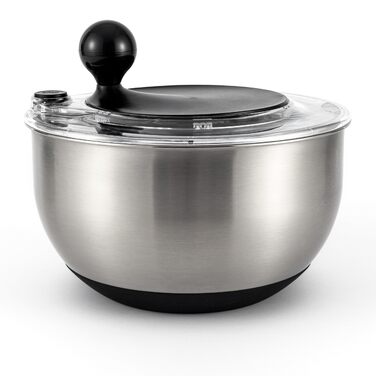 Салатниця-швидкокрутка з нержавіючої сталі – для миття, просушування та зберігання салату. BPA-free, об'єм 4,5 л, з ручним приводом