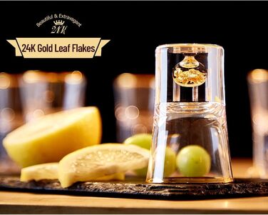 Склянки для шнапсу DUJUST 4cl, кришталь з 24K золотом, 2 шт. - Елегантні келихи для міцних напоїв, без BPA та свинцю, декор для дому