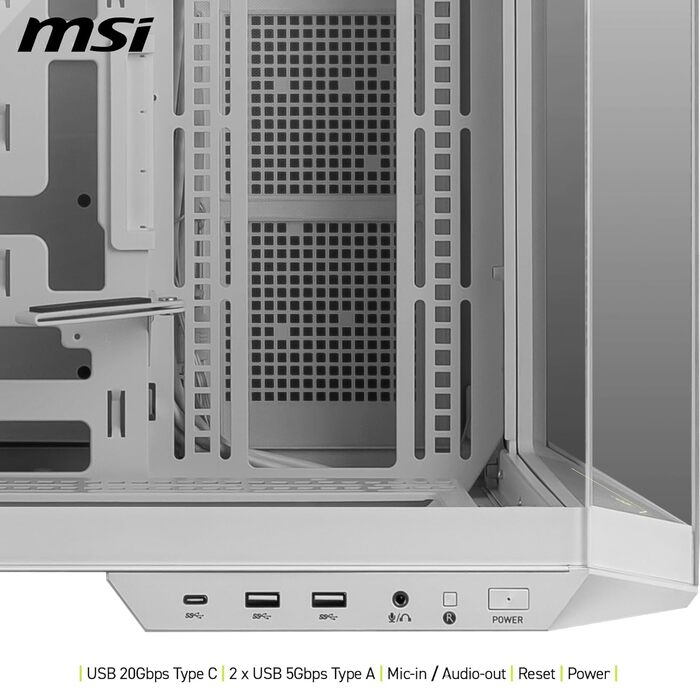 Корпус ПК MSI MAG PANO 100L PZ WHITE ATX з підтримкою GPU-стійкою, індикатором рівня заповнення, фільтрами від пилу та USB Type-C (20Gbps)