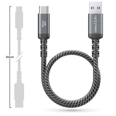Кабель USB-A на USB-C deleyCON 1.5м, USB 3.0 (5Gbps) для смартфонів, планшетів, ноутбуків та інших пристроїв