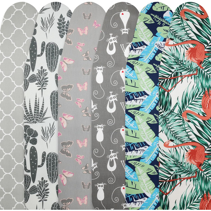 Покриття для прасувальної дошки KADAX з шнурком, бавовняне покриття для прасувального столу, підходить для парових прасок, замінне покриття для прасувальної дошки з м'яким шаром (кактуси 132x48)