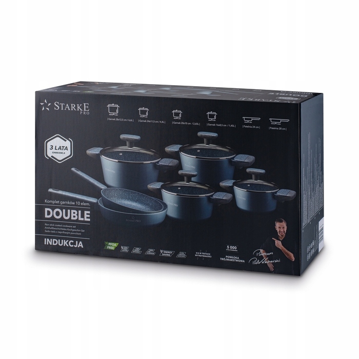 Набір алюмінієвих каструль Starke Pro Double, 10 предметів