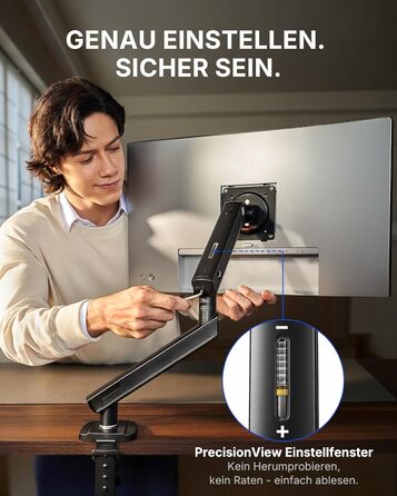 Кронштейн для монітора HUANUO FlowLift Pro MechaSpring, 13-32 дюйми, до 9 кг, регулювання нахилу, повороту та обертання, VESA 75/100 мм, для геймінгу та офісу