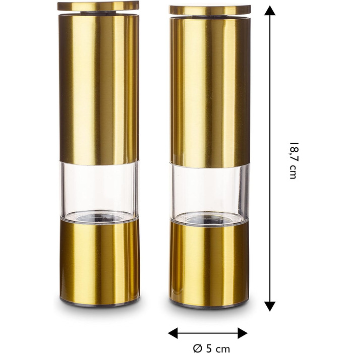 Набір для мелення перцю та солі Echtwerk (2 шт.), з нержавіючої сталі, ABS-керамічний механізм, ручний, для перцю, солі та чилі, Gold Edition