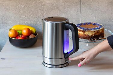 Електричний чайник MPM MCZ-85/G1, 1.7 л, без BPA, бездротовий, 360° поворотна база, антинакипний фільтр, автовимкнення, чорний, 2200W (сталь)