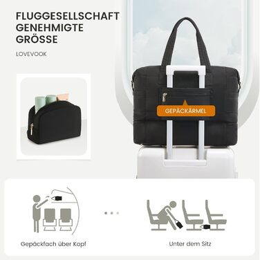 Сумка-мішок LOVEVOOK для подорожей, клініки, пологового будинку, ручної поклажі, 52x38x25 см, 50 л, з відділенням для взуття та косметичкою, бежевий