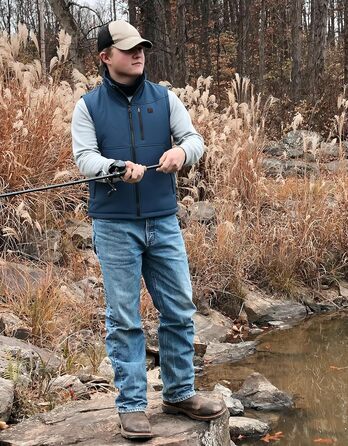 Обогреваемая жилетка KEMIMOTO с функцией App, для мужчин и женщин, с аккумулятором 10000mAh, 4 зоны обогрева, для мотоцикла, катання на лижах (Синій, L)