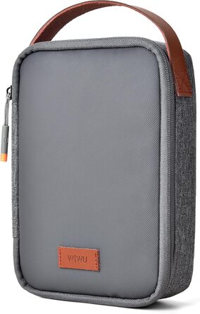 Органайзер для кабелів WIWU з ручкою, велика місткість, для аксесуарів електроніки, переносний, для подорожей, офісу, школи, зарядних пристроїв, кабелів, повербанків, жорстких дисків (сірий)