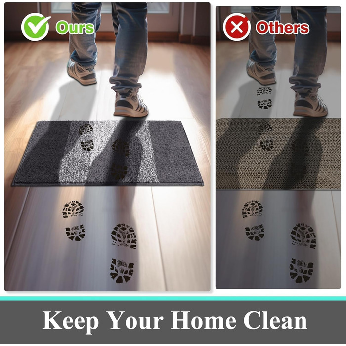 Килимок для дому та ванної кімнати SHACOS, 80 x 120 см, сірий (антиковзка, для входу, для ванної)