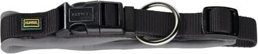 Нашийник для собак HUNTER Neopren Vario Plus, чорний/сірий, L-XL/2.5, міцний нейлон, м'яка неопренова підкладка, регульований, з запобіжником, зручний у догляді