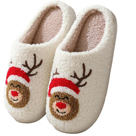 Тапочки жіночі плюшеві з малюнком оленя, теплі, антиковзні, 40/41 EU