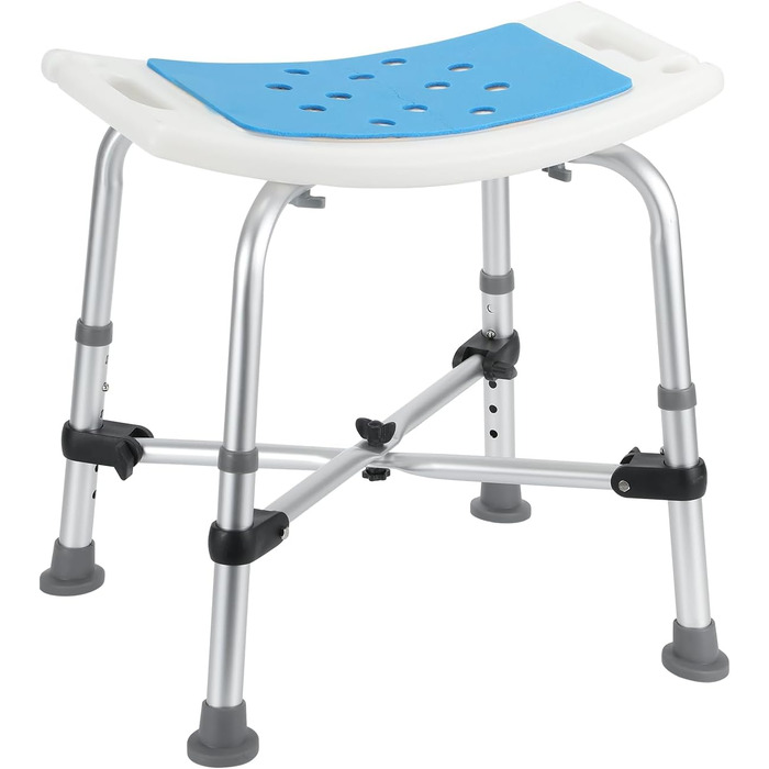 Ansobea Shower Stool for Seniors, Bath Stool, 7-Level Height Adjustable, 41-56 cm, Shower Chair with U-Shaped Hygiene Cutout, Bathroom Stool, Stable for the Shower (Type 5 Reinforced Space)