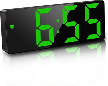 Електронний годинник-дзеркало JQGO з LED дисплеєм, USB-кабель, регулювання яскравості, показ температури, будильник, таймер, для спальні (чорно-зелений)