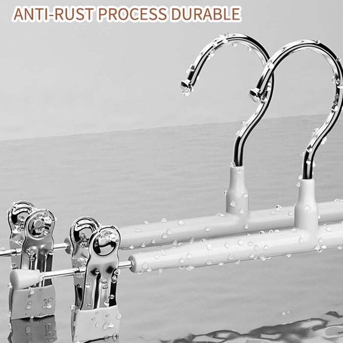 10 шт. металеві вішалки для штанів з кліпсами, 30 см, антиковзаючі, хром, для штанів, шкарпеток, спідниць, міцні, економія місця, чорні (10 шт.)