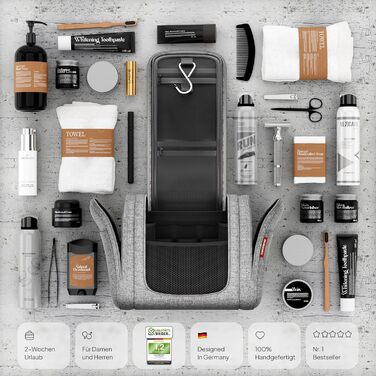 Чоловіча/Жіноча/Дитяча Туалетна Сумка Traveaner для Подорожей, 7 Відділень, 3-в-1, Водостійка (Сірий, XXL)