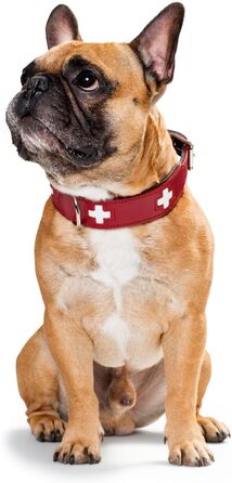 Нашийник для собак HUNTER Swiss, червоно-чорний, м'яка шкіра, ручна робота, розмір M-L (60)