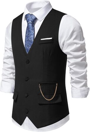 Чоловіча жилетка Miaikvs M117 чорного кольору, без рукавів, V-подібний виріз, для весілля, ділових зустрічей та повсякденного стилю