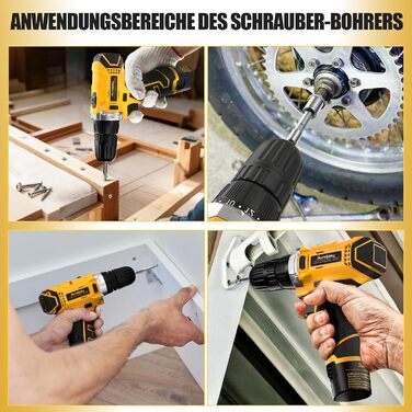 Набір інструментів Sundpey 166 шт. з акумуляторною дрилі 12V для дому, ремонту та саду (жовтий)