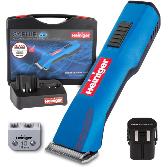 Бездротовий професійний перукарський ножик HEINIGER Saphir, блакитний