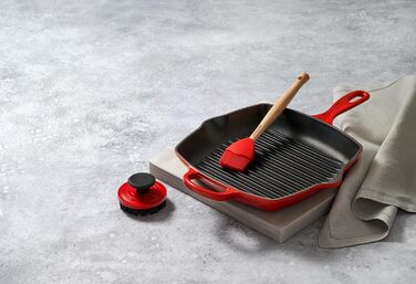 Le Creuset Signature чавунна гриль-сковорода квадратна 26 см, для всіх плит, індукція, 2,86 кг, червона
