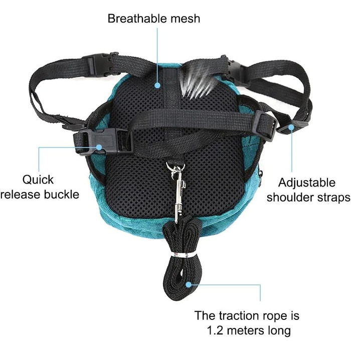 Рюкзак для собак маленьких порід Dongker з повідком 1,2 м, з дозатором для відходів, для прогулянок