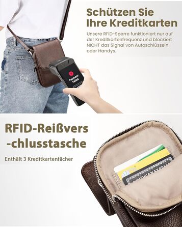 Чохол для мобільного телефону Befen зі шкіри, жіночий, з RFID-захистом та відділеннями для карток, колір кава
