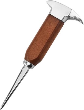 Stainless steel ice pick, 1 x 17 cm, with wooden handle, portable Japanese-style ice hammer, ice pick tool for bars, kitchens, picnics, camping (U126-1)
