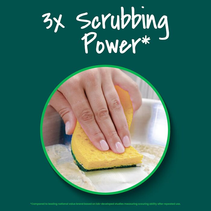 Scotch-Brite Robuste Scrub Sponges, sponges for cleaning kitchens and households, robust sponges safe for uncoated cookware, 9 scrub sponges