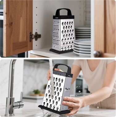 Терка кухонна YC Kitchen 4-стороння з нержавіючої сталі для овочів та сиру