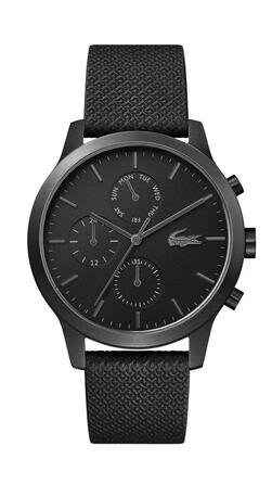 Годинник чоловічий Lacoste 12.12 кварцовий з чорним шкіряним ремінцем 2010997