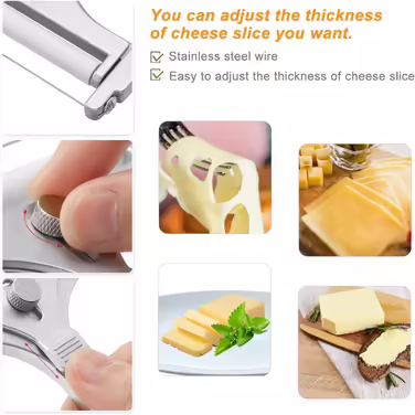 Stainless Steel Cheese Slicer Set and Cheese Slicer for Soft, Semi-Hard, Hard Cheese Kitchen Tool 2-Piece Set