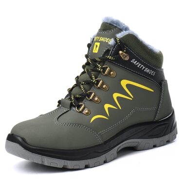 Зимові робочі черевики для чоловіків та жінок. Безпечні черевики S3 з металевим носком. Легкі, теплі, захисні черевики. Розміри 35-48 (36 EU). Колір: зелений