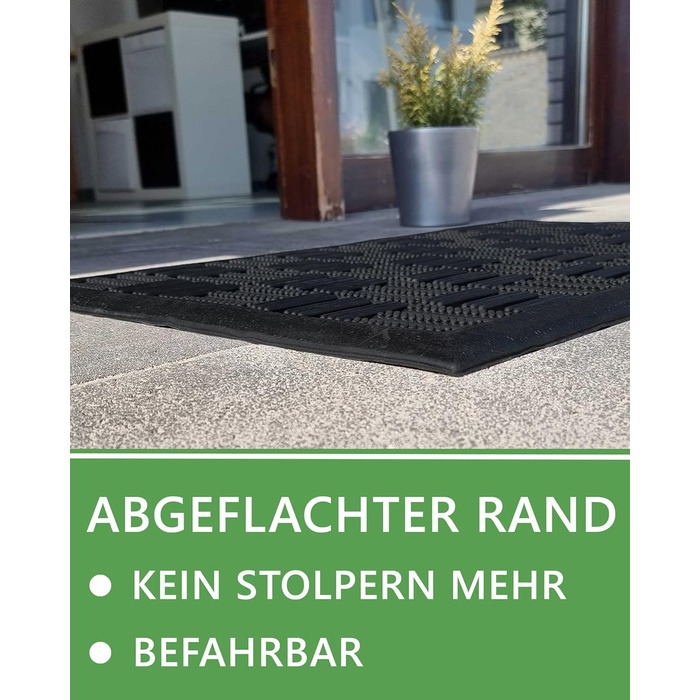 Гумовий килимок для вулиці DILUMA Matador 45x75 см, міцний грязезахисний килимок-ганз із антиковзаючим покриттям для вхідних дверей