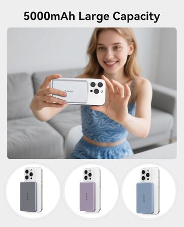 Power Bank Orico Kada Magsafe 5000mAh – Бездротовий павербанк з USB-C, Магнітне підключення, 20W PD, сумісний з iPhone 16/15/14/13/12