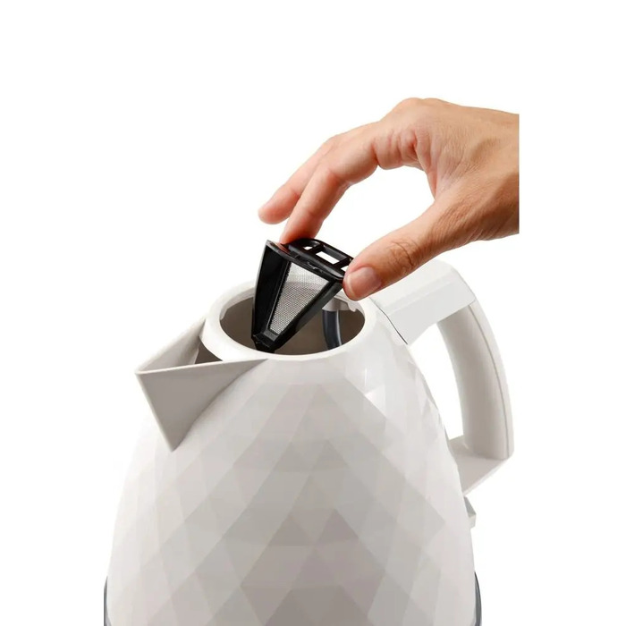 Електричний чайник De'Longhi Brillante KBJX2001W, 2000 Вт, 1,7 л, білий