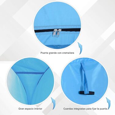 Намет для душу та туалету Outsunny, водонепроникний, для кемпінгу, 100x100x185 см, блакитний