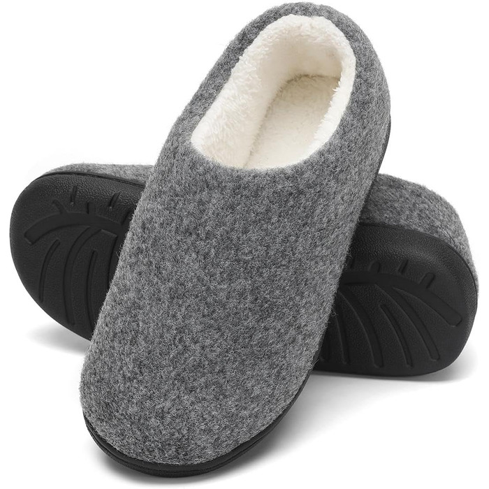 Тапочки халатні Mishansha зимові, теплий memory foam, підошва з твердим протектором, розмір 36-47, білий (сірий, 40/41 EU)