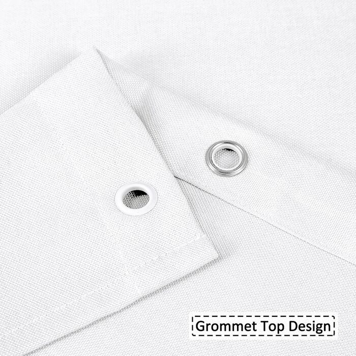 Штора для душу LinTimes з льону, 180x200 см, біла - важкий 240 GSM, з гачками, готельний люкс, машинне прання