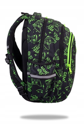 Багатовідсіковий шкільний рюкзак CoolPack, чорний з зеленим, 21 л
