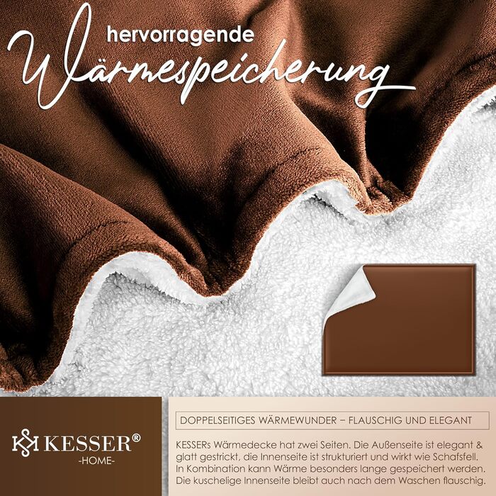 Плед KESSER® з м'якого флісу та шерпи, 220 x 240 см (XXL), теплий та затишний, для дивана або ліжка