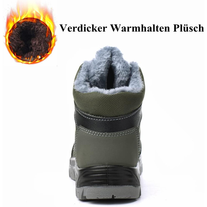 Зимові робочі черевики для чоловіків та жінок. Безпечні черевики S3 з металевим носком. Легкі, теплі, захисні черевики. Розміри 35-48 (36 EU). Колір: зелений