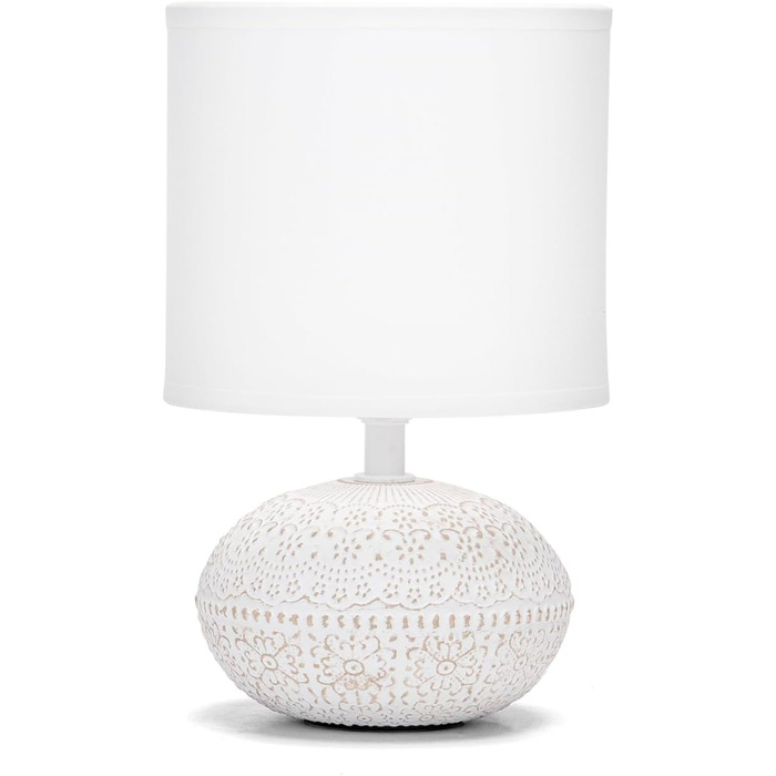 Керамічна настільна лампа Aigostar Vintage з абажуром з тканини, патрон E14, макс. 40W, сучасна лампа для спальні, вітальні, офісу (без лампочки) - H235mm (білий - H22.5cm)