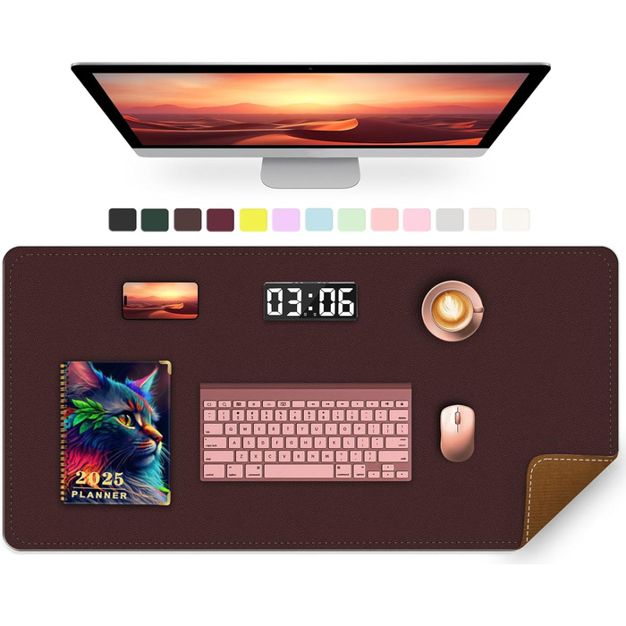 Підкладка для столу з PU шкіри, велика, водонепроникна та антиковзаюча, для комп'ютера, офісу, клавіатури та миші