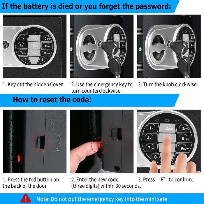 Міцний сейф Tresor Klein з кодовим замком, електронний настінний сейф Vankarr для дому, готелю, офісу, дітей, зберігання грошей, 23*17*17 см